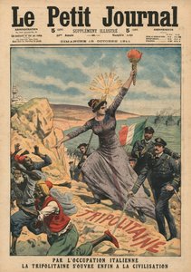 Italië biedt beschaving aan Tripolitania, illustratie uit 